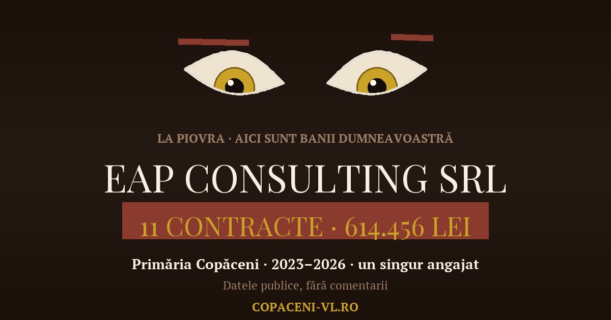 EAP Consulting SRL - 9 contracte cu Primaria Copaceni, seria LA PIOVRA