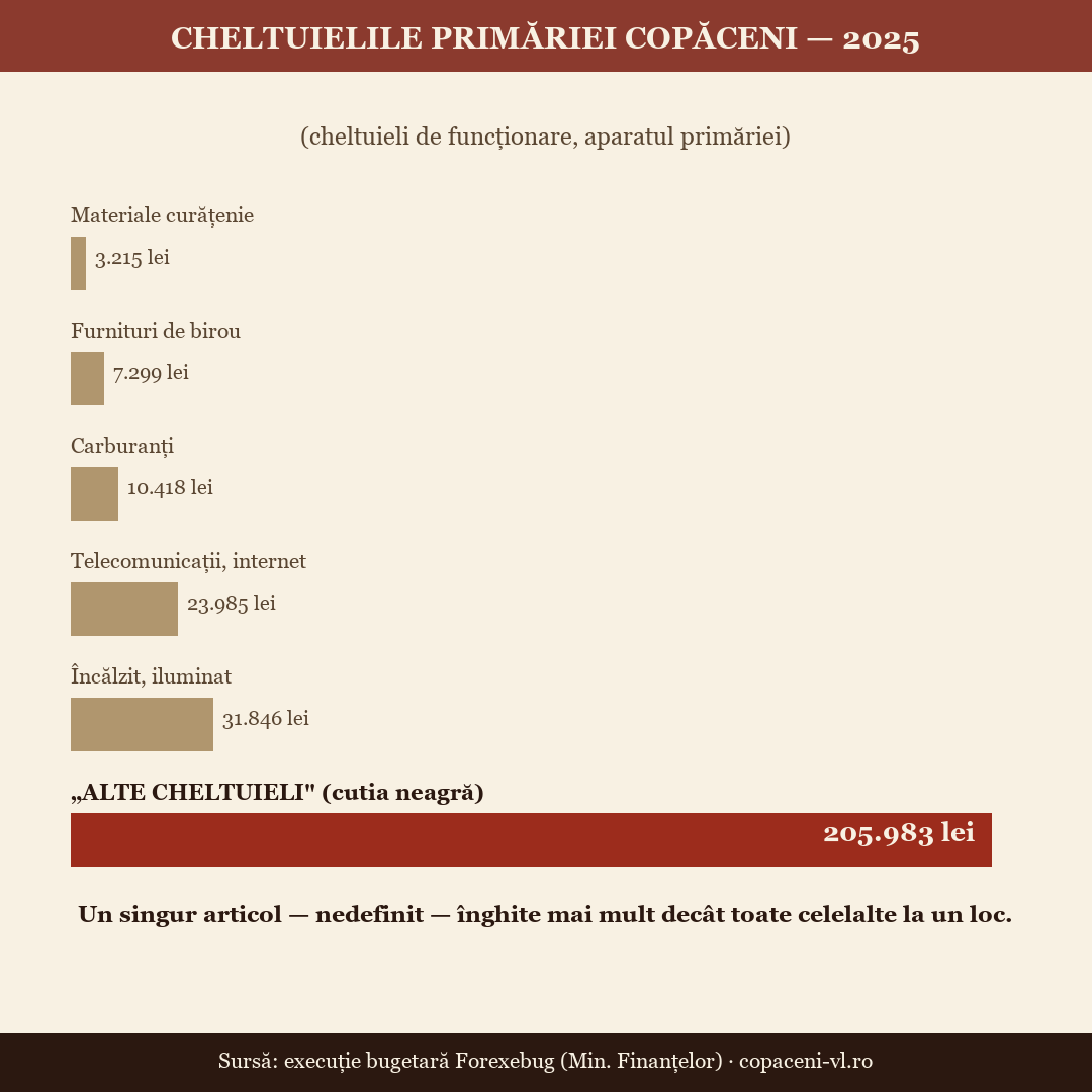 Cutia neagră a bugetului Primăriei Copăceni 2025