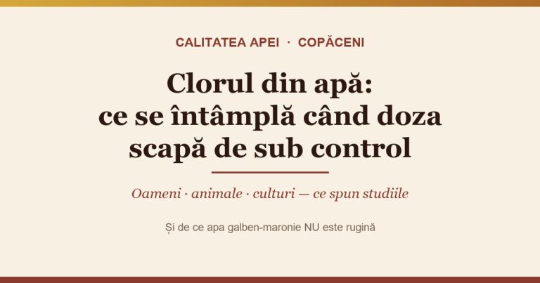 Clorul din apă: ce se întâmplă când doza scapă de sub control. Oameni, animale și culturi — ce spun studiile