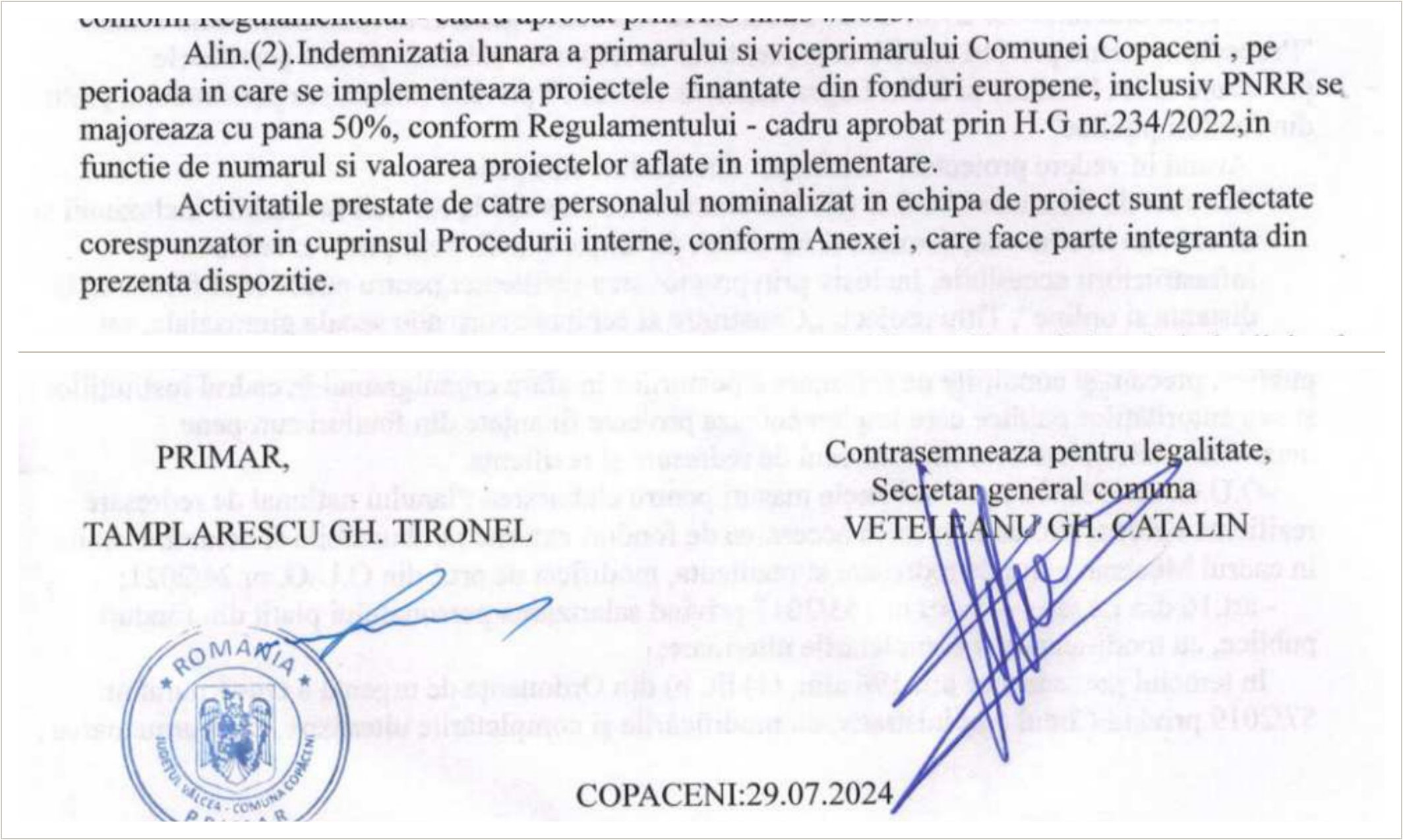 Dispoziția nr. 324/2024 — art. 2 alin. (2), Copăceni