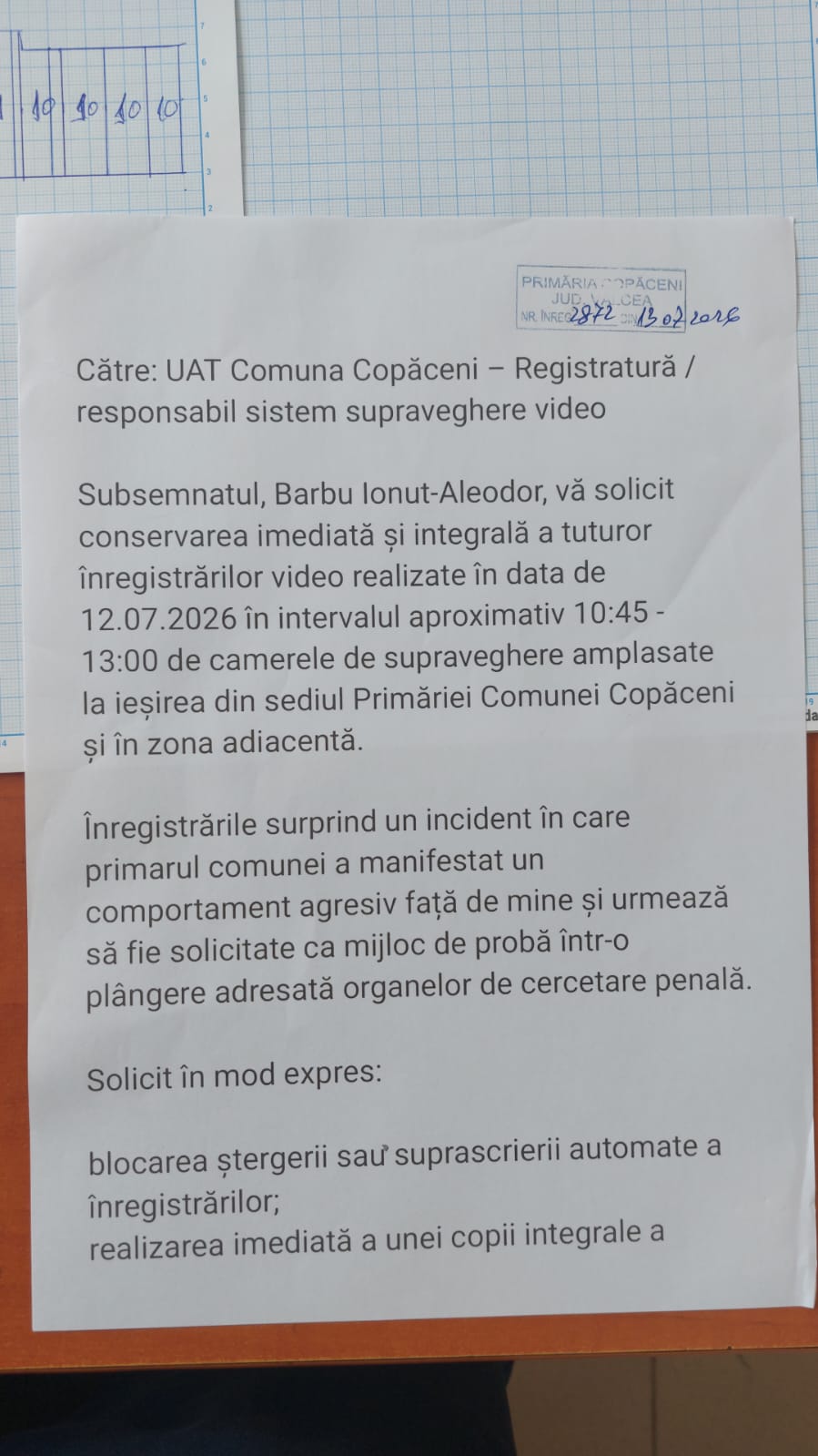 Petiția nr. 2872/13.07.2026 - pagina 1
